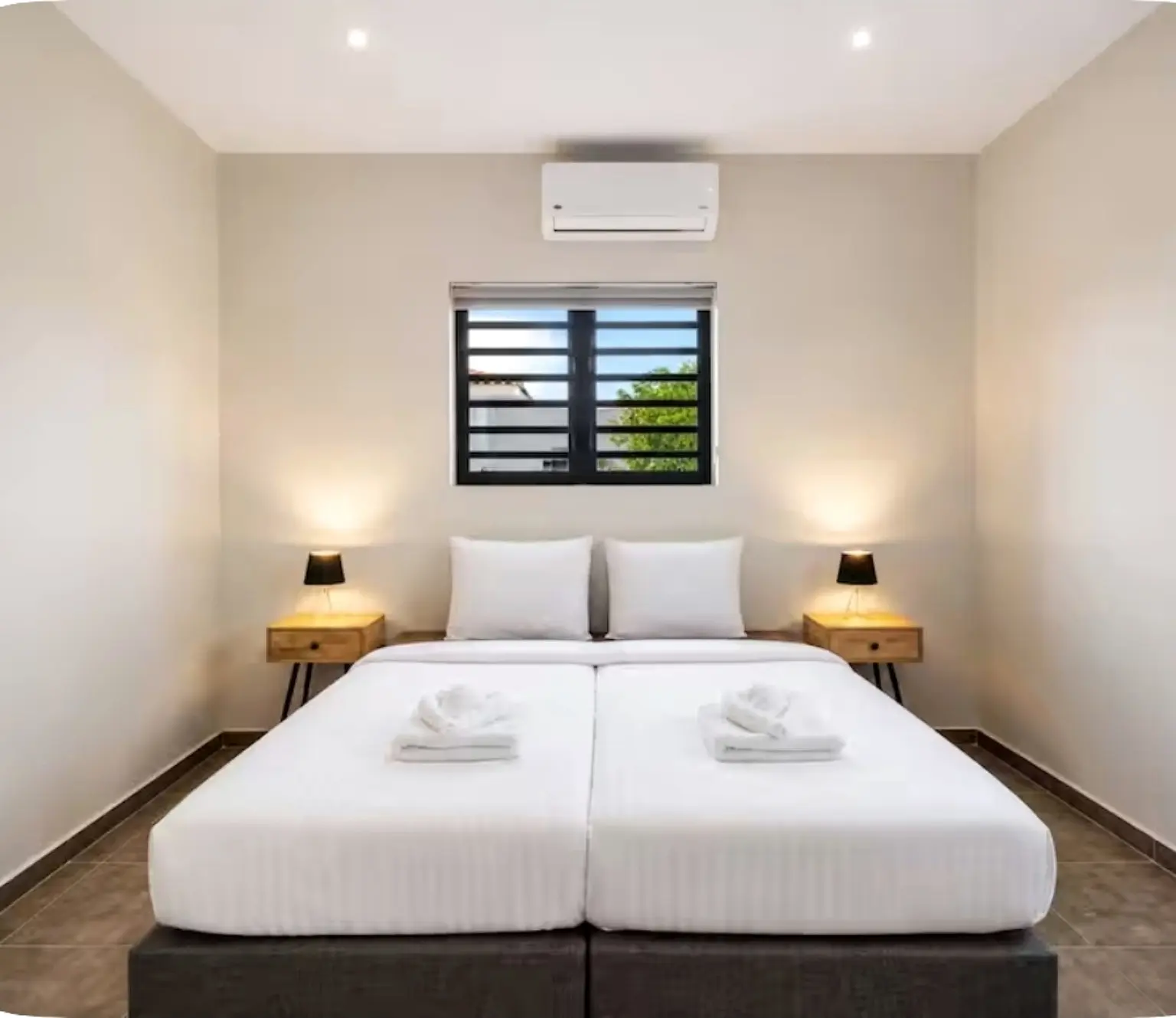 Air-conditioned bedroom viewed from the front